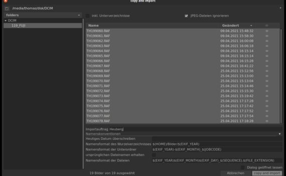 Fotos in Darktable importieren